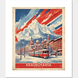 Krasnoyarsk Russia Vintage Tourism Travel Poster Posters and Art